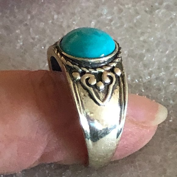 DK 925 Silver Sleeping Beauty Turquoise Ring Size 11 - Picture 3 of 6